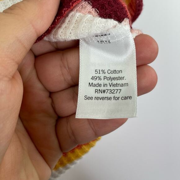 SO Goods for Life stripped collared cropped waffle blouse size Medium - Picture 7 of 11